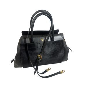 MCM Black Leather & Pony Hair Travel Bag – Made in Italy – Excellent Condition